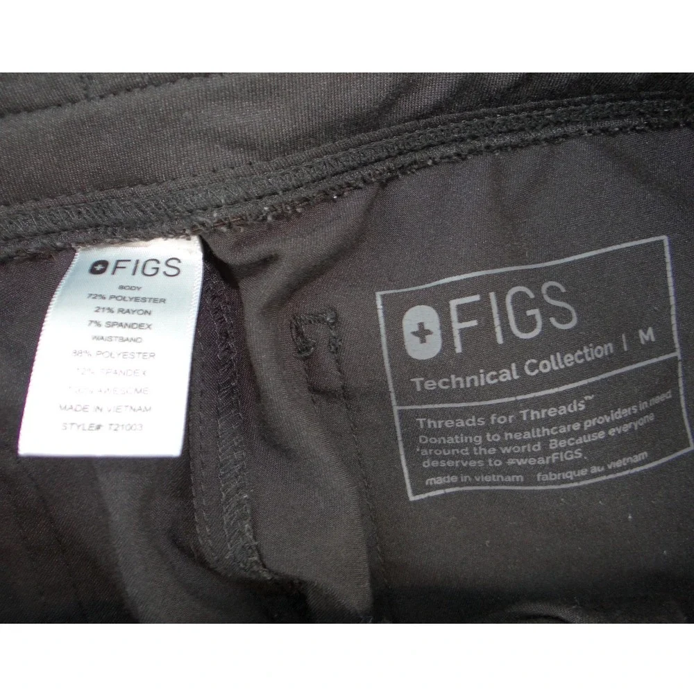 Figs Technical Collection Black Scrub Pants Mens Medium Straight Leg